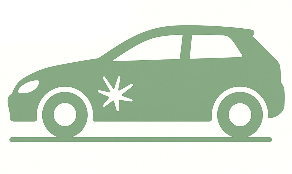 Graphic of a car with a dent | Dings & Dents | St Marys Auto Body